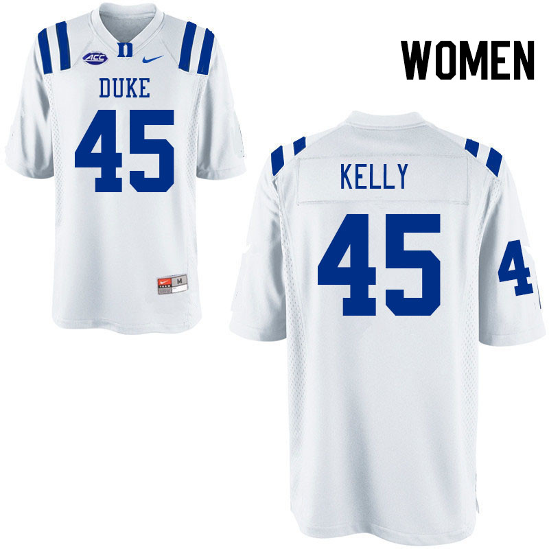 Women #45 Sean Kelly Duke Blue Devils College Football Jerseys Stitched Sale-White
